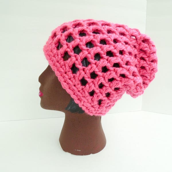 Funky hat, Waffle Cone Slouchy Hat, Honolulu Pink, Smurf Hat, Chemo headwear, hippie clothes, slouchy winter hat, rasta hat