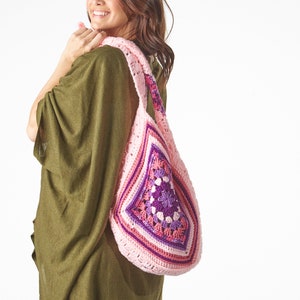 Pink handbag, Gift for her, Crochet bag, Crochet granny square, Crochet bag, Shoulder bag, Handbag, Pink bag, Rainbow image 6
