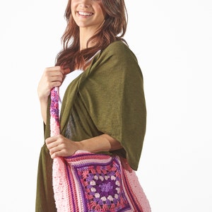 Pink handbag, Gift for her, Crochet bag, Crochet granny square, Crochet bag, Shoulder bag, Handbag, Pink bag, Rainbow image 2