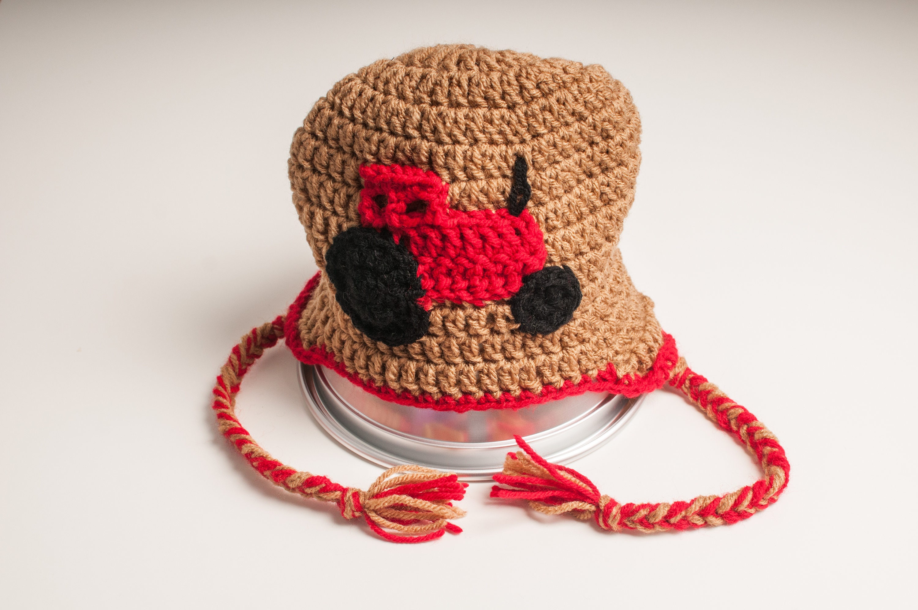 Red tractor hat winter hat toddler beanie crochet beanie Etsy