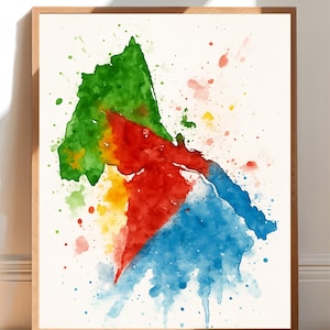 Eritrea Watercolor art Map Art Print Poster African Wall Decor Flag Colors Handmade Travel Gift for History Culture Lovers Eritrea wall art