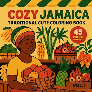 Jamaican Coloring Book – Fuzzy Hygge-Inspired Relaxing Island Scenes, Reggae Vibes & Tropical Art Therapy for Adults  Teens Jamaica Art