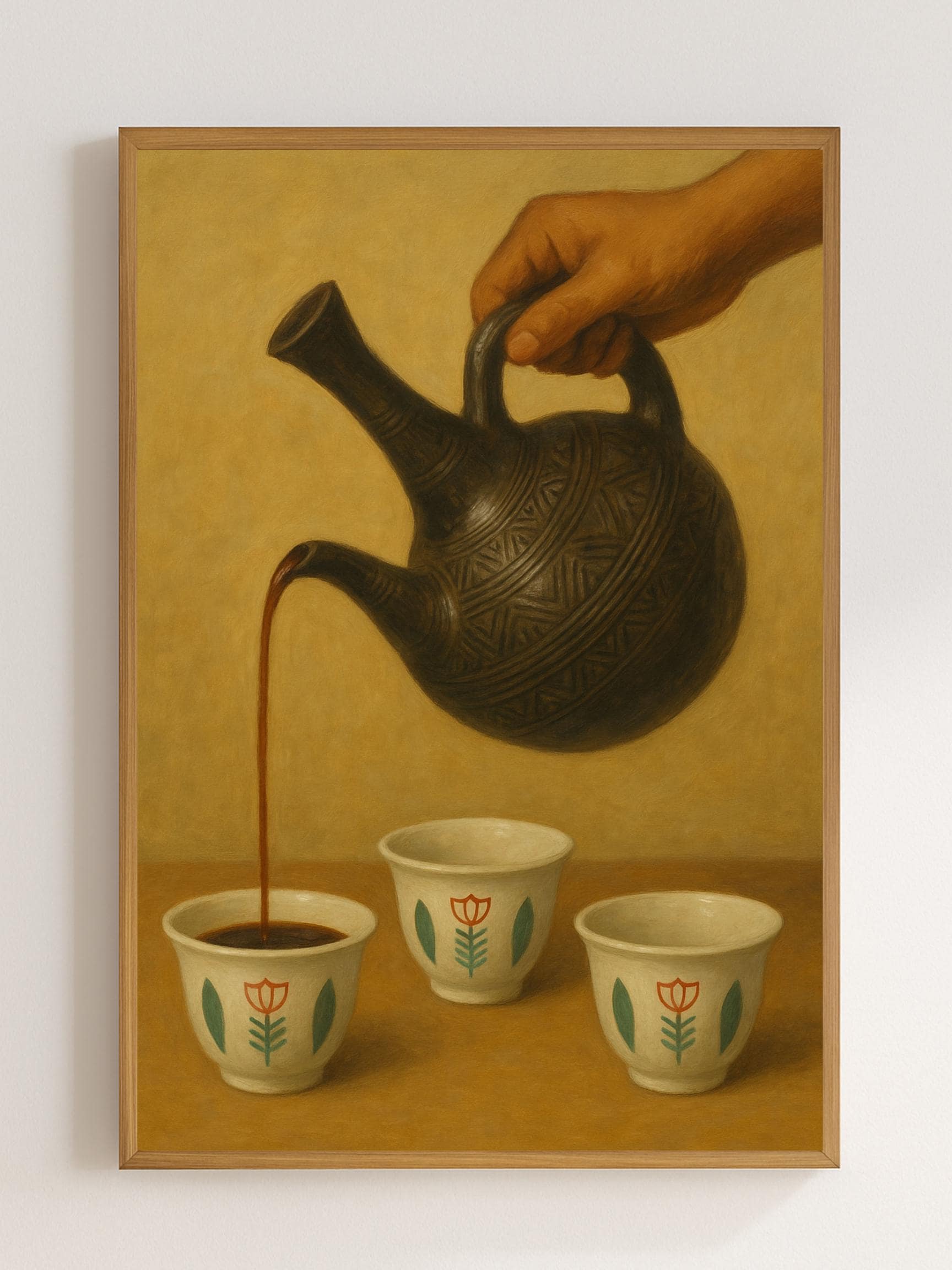 Ethiopian Coffee Ceremony Art: Jebena, Finjal Cups (digital