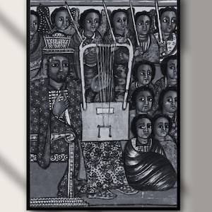 Ethiopian Art Digital Download – Illustrated Ethiopian Prince, Amharic Letters & Royal Army Scene Posters