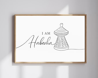 Habesha Art Print, Ethiopian Eritrean Mesob Line Art (Digital Download)