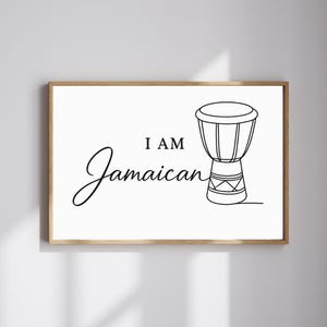 I Am Jamaican Wall Art African Printable Minimalist Drum Line Art Black and White Poster Cultural Home Decor Digital Download Jamaican art