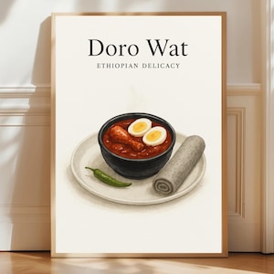 Ethiopian Doro Wat Wall Art Printable Minimalist Food Poster African Kitchen Decor Dining Room Art Traditional Cuisine Print Ethiopian Art