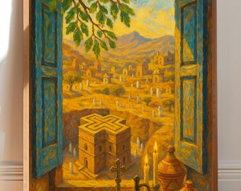 Lalibela Ethiopia Church Art – Rock-hewn Window Painting