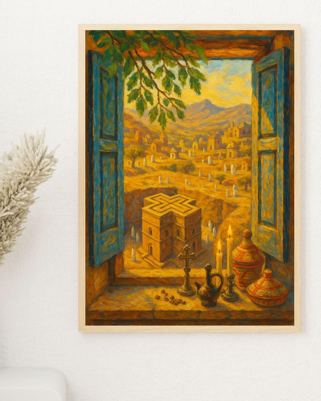 Lalibela Ethiopia Church Art – Rock-hewn Window Painting