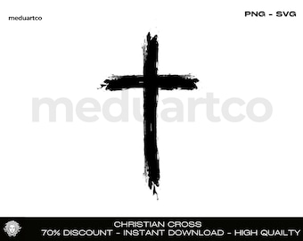 Künstlerisches christliches Kreuz SVG PNG Schnittdatei (Digitaler Download)