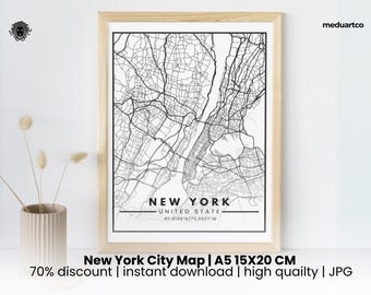 Vintage New York City Map Art Print (Digital Download)