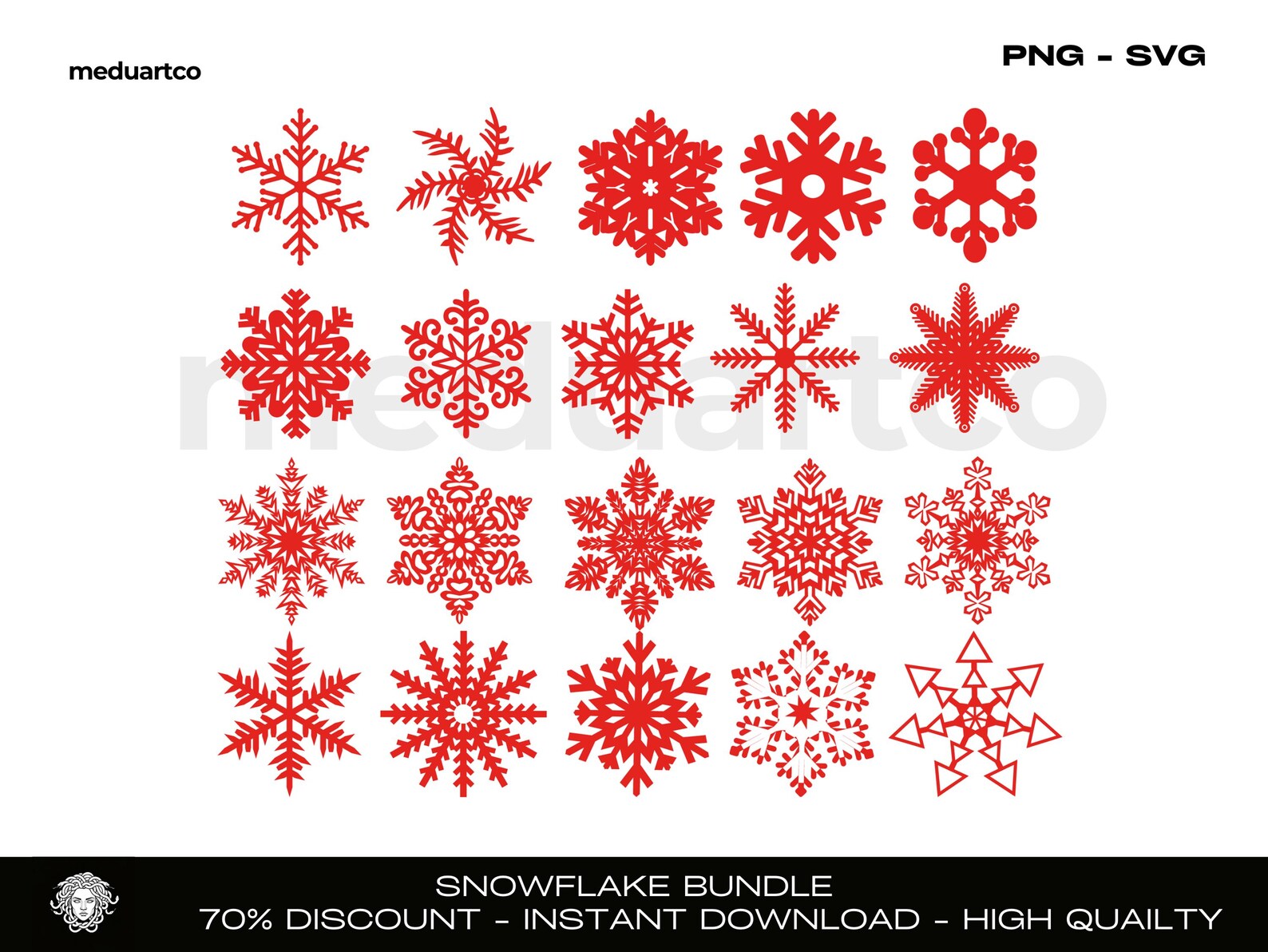 Snowflake SVG Bundle: Winter Cut Files for Cricut, Silhouette (digital ...