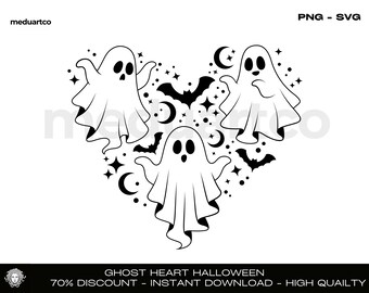 Geist Herz Halloween SVG: Gruselig Clipart (Digitaler Download)
