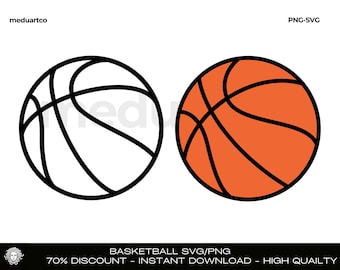 バスケットボールのSVGカットファイル：ベクタークリップアート、PNG、ダンクデザイン（デジタルダウンロード）
