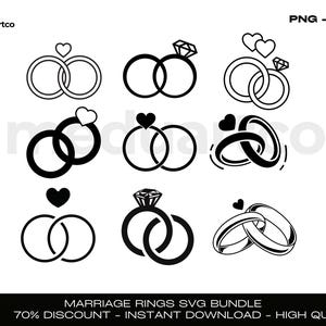 Marriage Rings Svg Bundle, Ring Svg, Wedding Svg, Clipart, Silhouette, Cricut, Engagement Ring SVG, Marriage Svg, Digital Download