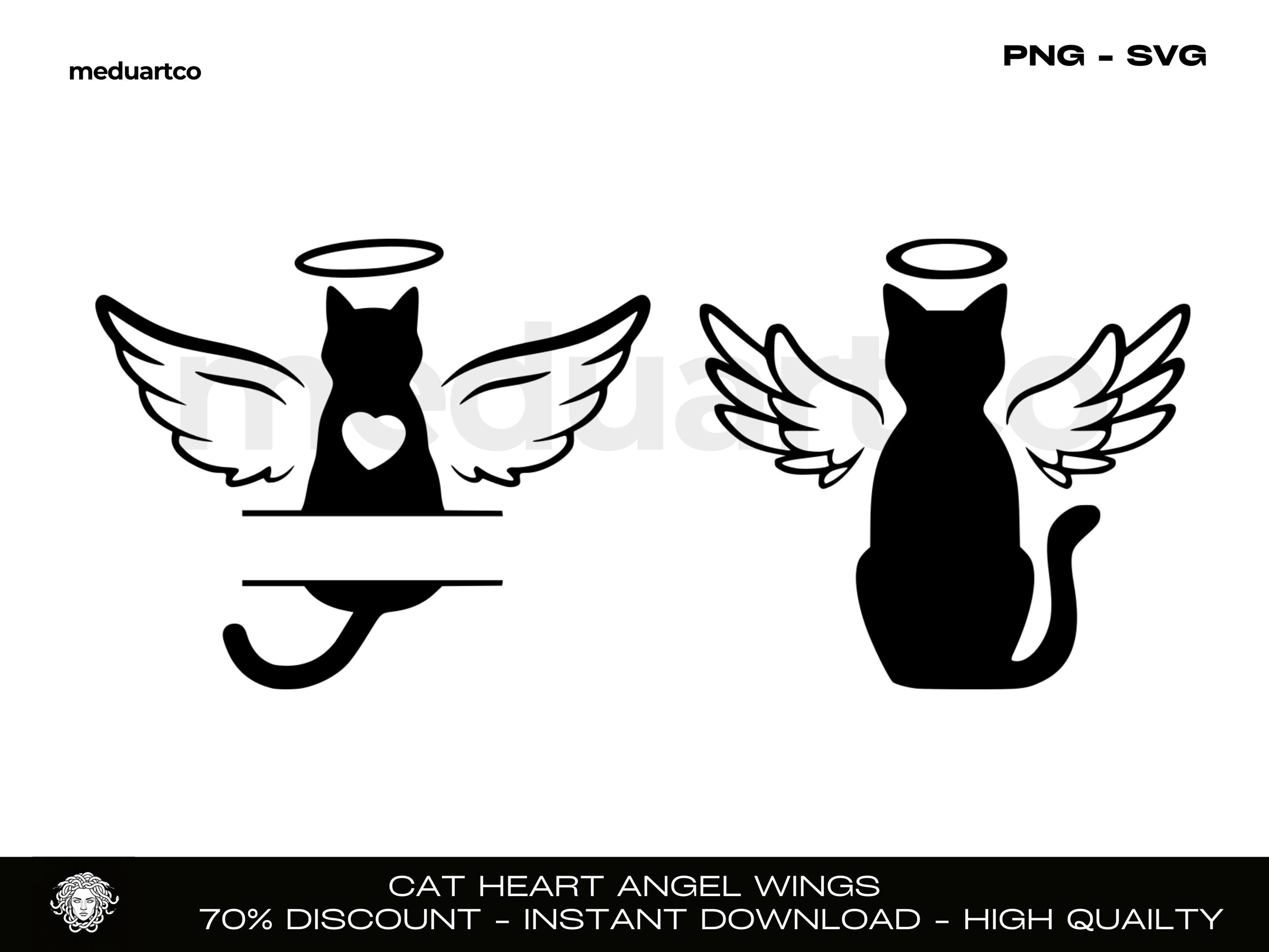 A Black Cat And A White Cat With Angel Wings Stand Next To Each Other Black White Cat Wings Represent Light Dark Image331012659