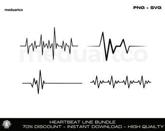 ハートビートライン SVG ファイル: ECG EKG カットファイル (デジタルダウンロード)