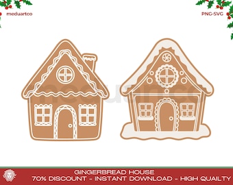 Gingerbread House SVG PNG, Christmas Cookie Clipart (Digital Download)