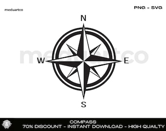 Rose des vents SVG : fichier de coupe nautique (téléchargement numérique)