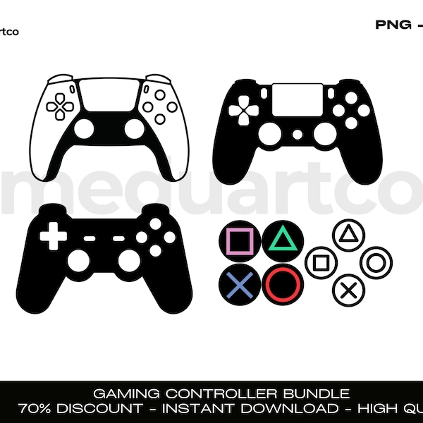 Paquete SVG de controlador de juego: Clipart de joystick (descarga instantánea)