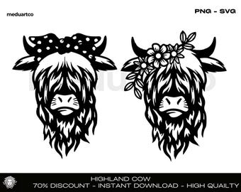 Highland Cow SVG PNG Clipart Bundle (Digital Download)