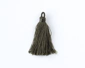 Olive Green Nylon Tassels - 1.5 Inches Long, 2 per Bag, Jewelry Making, DIY Craft Supplies, Colorful Fringe