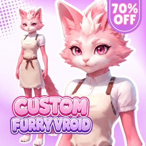 Custom Furry VRoid Model, 3D Fursona Avatar, VRChat Ready, VTuber VRM