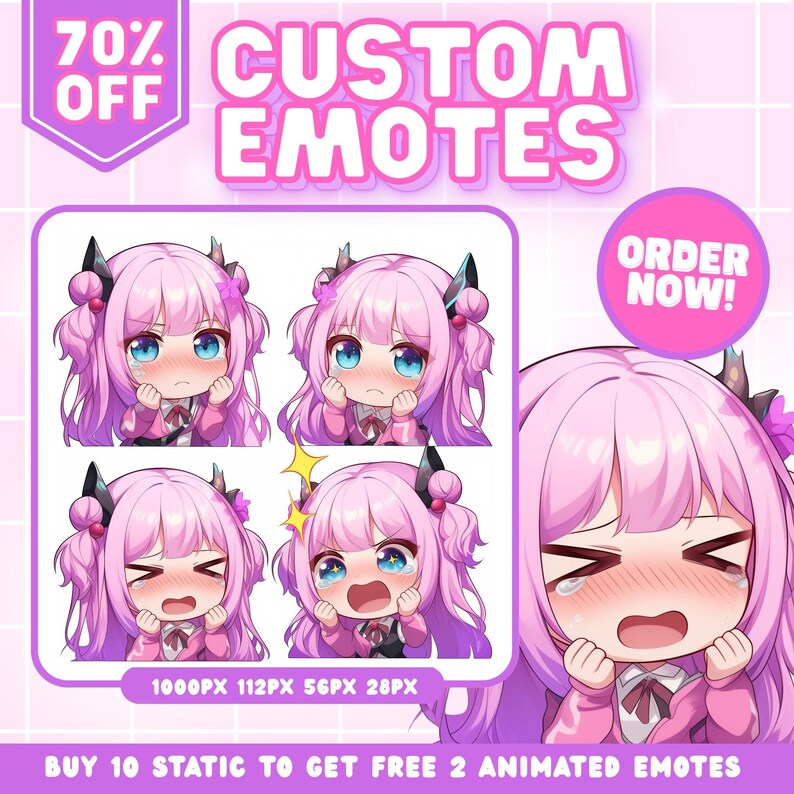Custom Anime Twitch Emotes | Animated Streamer Emotes | YCH Commission ...