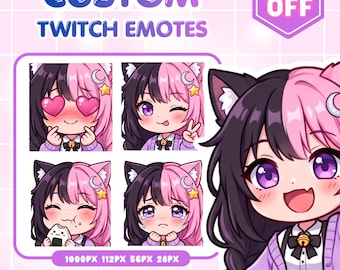 Custom Twitch Emotes, Twitch & Discord, VTuber Emote, Personalized PNG Designs for Streamers