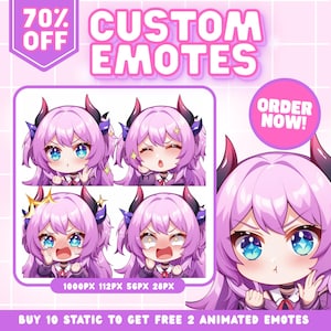 Commission d&#39;émoticônes Twitch personnalisées, Emotes anime, Emotes stream mignons, Stickers Discord, Emotes YouTube, Emotes VTuber