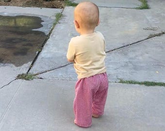 Children's Baggy Pants | Red Gingham | 100% Cotton