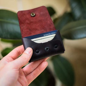 Handgjord Horween smal kuvertplånbok i läder – minimalistisk korthållare – Crag Wallet