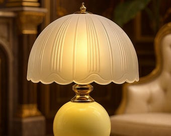 Mid Century Modern Mushroom Lamp: Glass Bedside Table Lamp