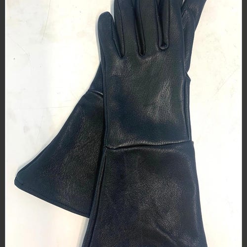 Black Goatskin Leather Gauntlet Gloves Made in the USA
