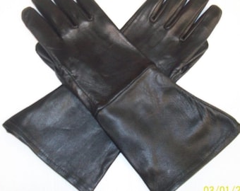 Black Deerskin leather gauntlet gloves - made in the USA