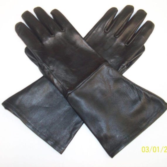 Black Deerskin Leather Gauntlet Gloves - Made in The USA