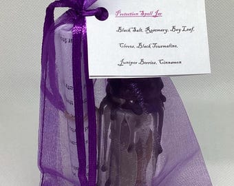 Protection Spell Jar: Black Tourmaline, Herbs & Wax Seal