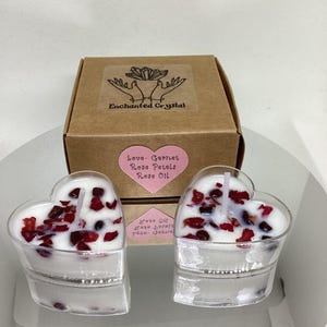 Love Intention Tea Lights: Rose, Garnet & Rose Oil - Set of Two