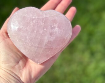 Polished Rose Quartz Heart: Healing Crystal Decor, Pink Gemstone Gift (17.2 oz)