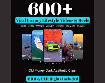 600+ Viral Luxury Rich Lifestyle Videos Reels, Cars, Plane, Yacht, Millionaire, Instagram, YouTube, TikTok, Digital Marketing, MRR, PLR
