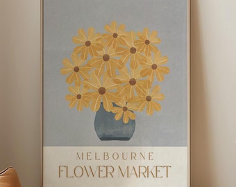 Melbourne Flower Market Print, Yellow Daisies, Botanical Art (Digital Download)