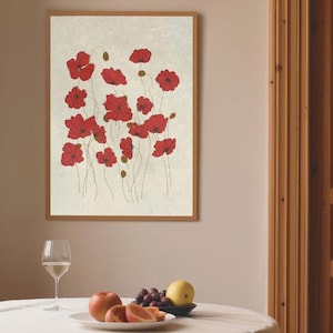 Poppies, Wall Art, Digital Print, Contemporary Art, Classic Flower Art, Vintage Look