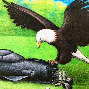 De Adelaar is geland!  vogelkunst, vogelprints, golfkunstwerk, adelaars, golfgeschenken, vaderdaggeschenk, kantoor, vogels op dingen