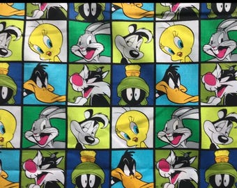 Looney Toones Squared Character Fabric. 100% Cotton. Sold By The Yard