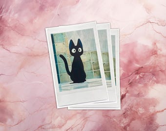 Jiji "Kiki’s Delivery Service" Ghibli Anime Polaroid Sticker - Glossy - Waterproof - Cute - Japanese -  High Quality Premium Vinyl [3 Pack]