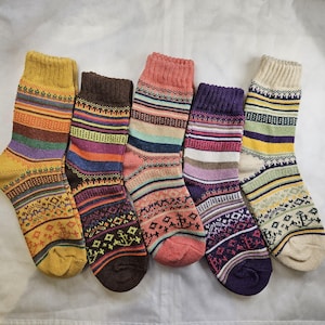 Calzini nordici in misto lana, calzini invernali caldi vintage, calzini spessi in misto cotone e lana per uomo e donna, regalo di Natale, regalo di compleanno