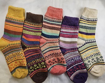 Nordic Wool Blend Socks, Vintage Winter Warm Socks, Men Women Thick Cotton Wool Blend Socks, Christmas Gift, Birthday Gift, Valentines day