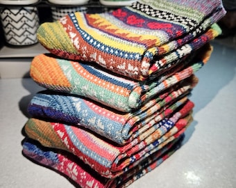 Nordic Winter Socks,  Women's Thick Cotton Blend Soft Warm Socks, Retro Style, Birthday Gift, Christmas Gift, Valentines day gift