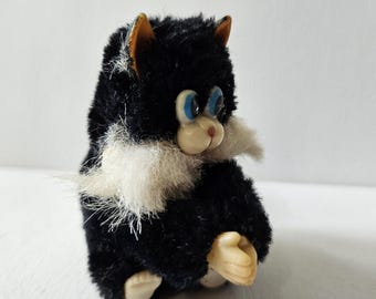 Vintage Merrythought Black White Tuxedo Cat Plush Stuffed Animal