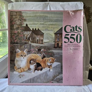 Vintage Cats Puzzle: Tea Rose Playtime, 550 Piece - 1991 Milton Bradley